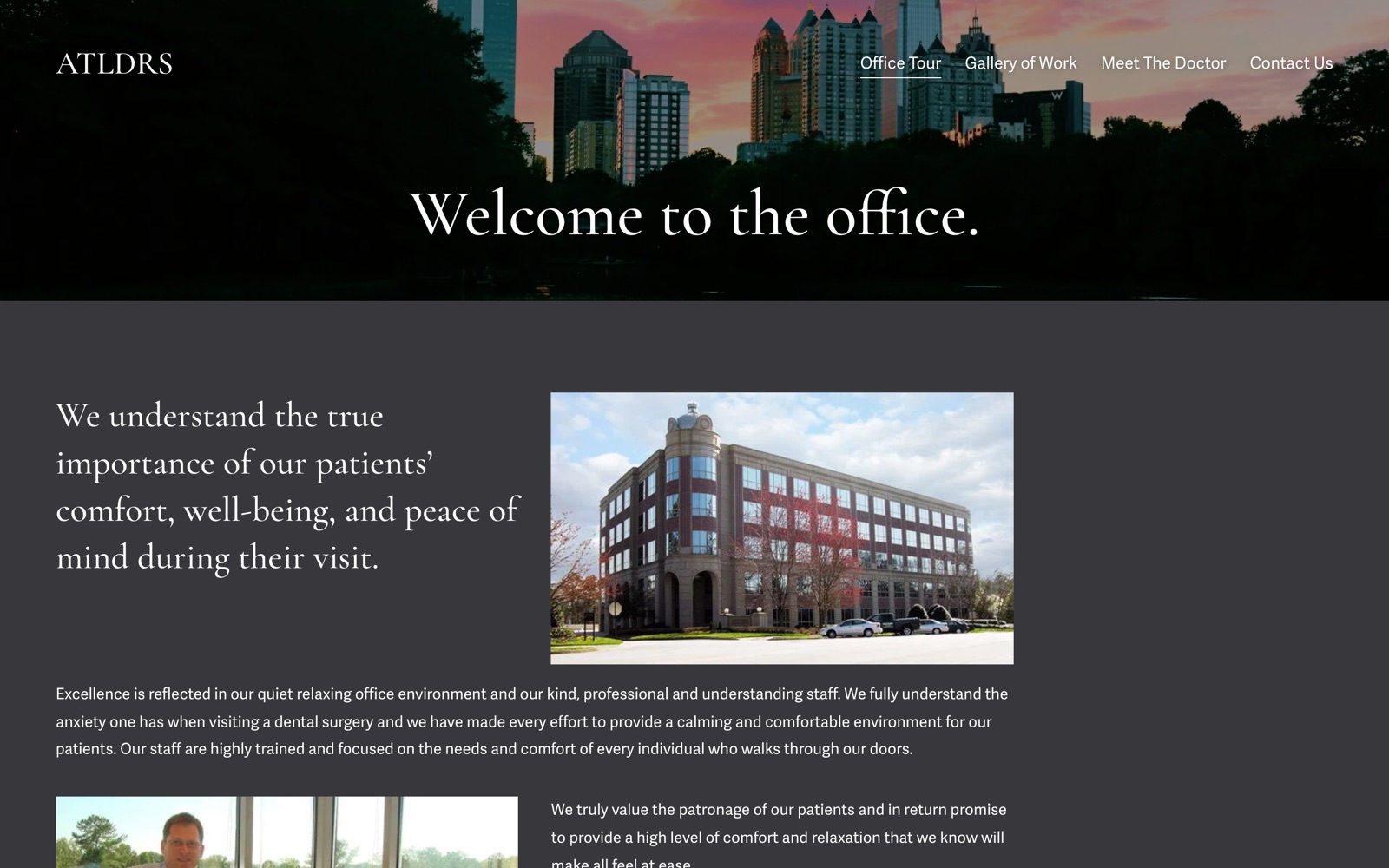 atldrs.com Office Tour: Welcome to the office, over the Midtown skyline, beside a photo of the medical building