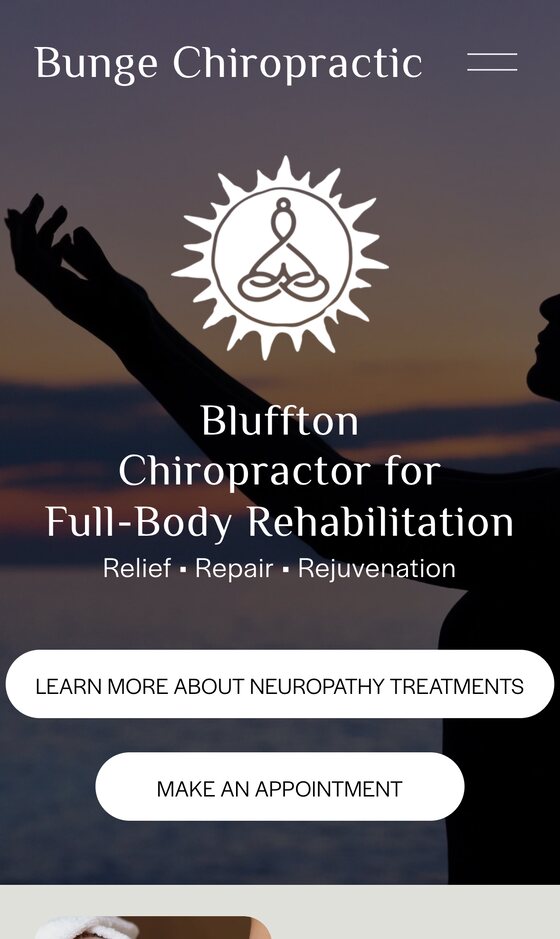 Bunge Chiropractic homepage on a phone