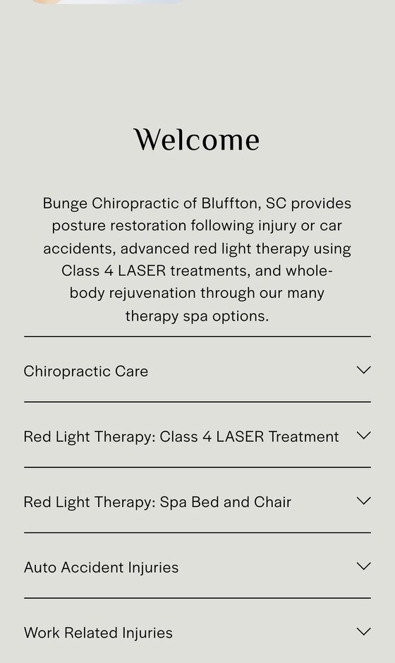 The Welcome section and services list on a phone