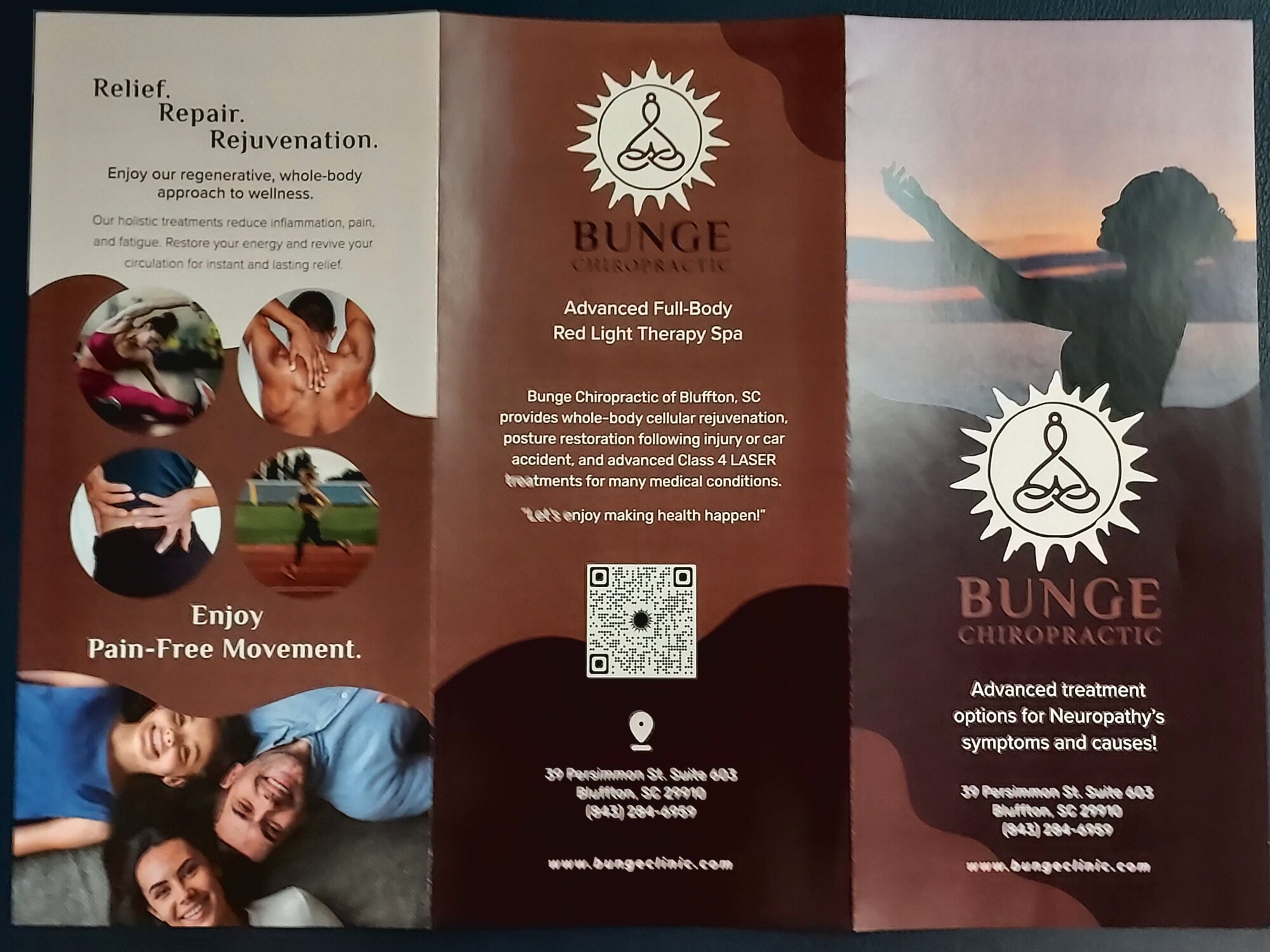 The printed brochure, outside, laid flat