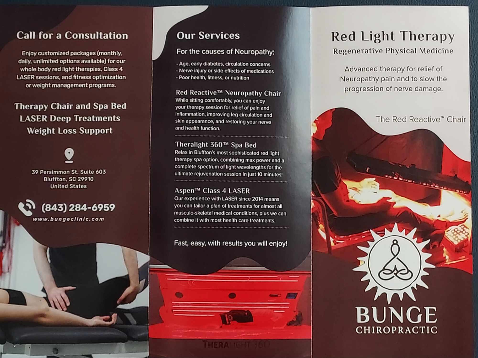 The printed brochure, inside, laid flat