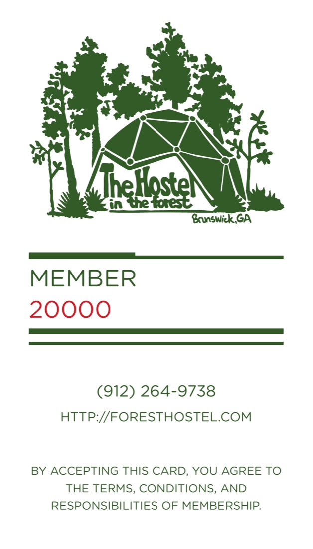The 2021 membership card, front: the dome logo in forest green with member number 20000
