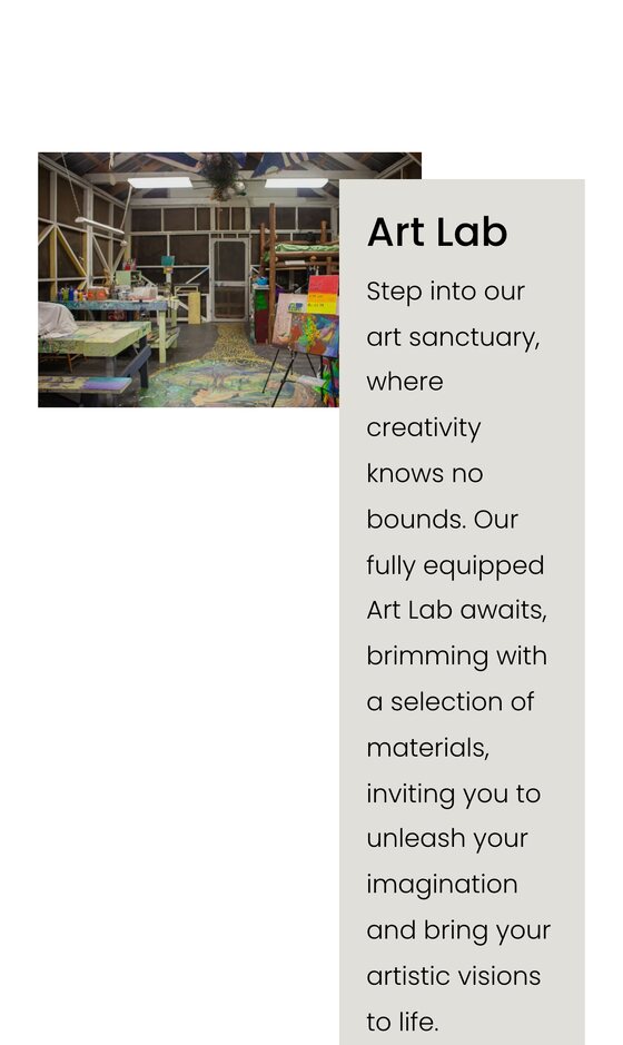 The Art Lab on the Facilities page, on a phone