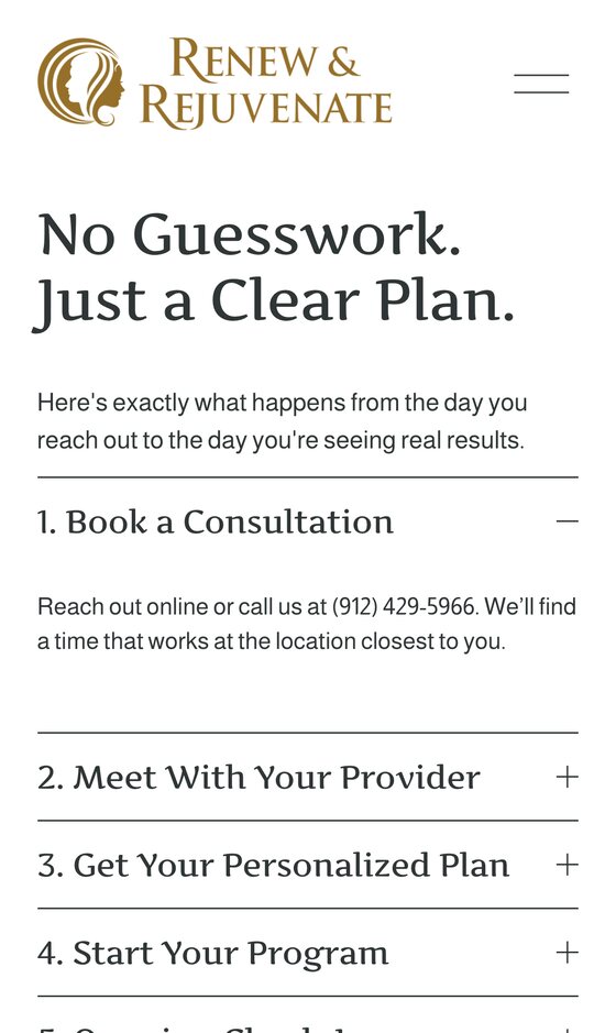 How It Works page on a phone: No Guesswork. Just a Clear Plan.