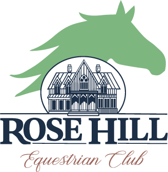 Rose Hill Equestrian Club mark: a green horse head above the Rose Hill mansion