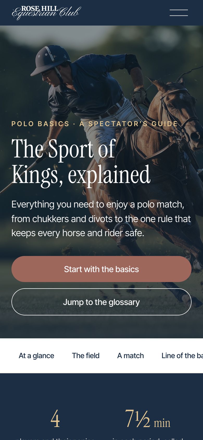 Polo Basics page on a phone: The Sport of Kings, explained