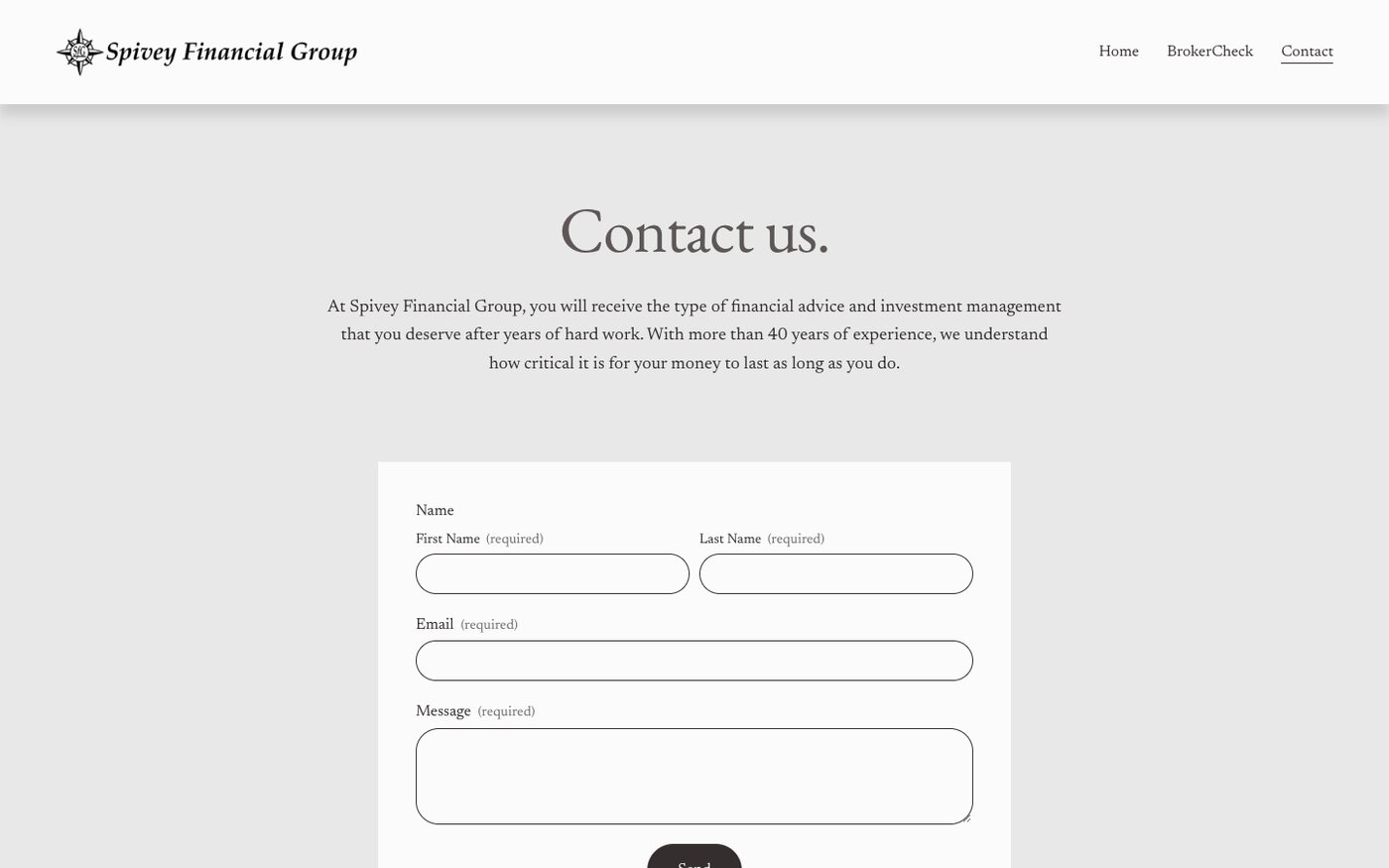 spiveyfinancial.com contact page with the consultation form